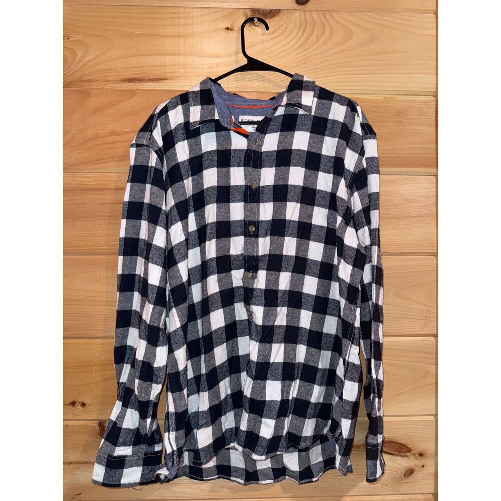 Men's Navy and White Lightweight Button Up Mountain Flannel